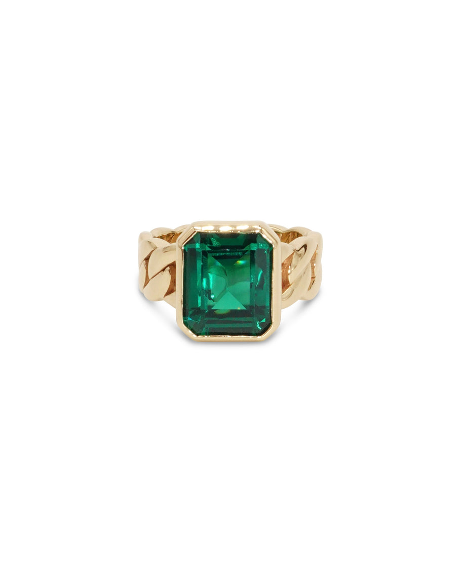 10k Yellow Gold Emerald Supernova Ring