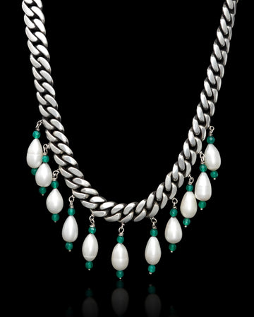 Tear Drop Pearl Choker Necklace