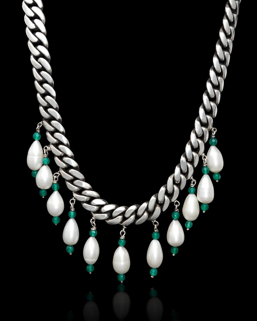 Tear Drop Pearl Choker Necklace