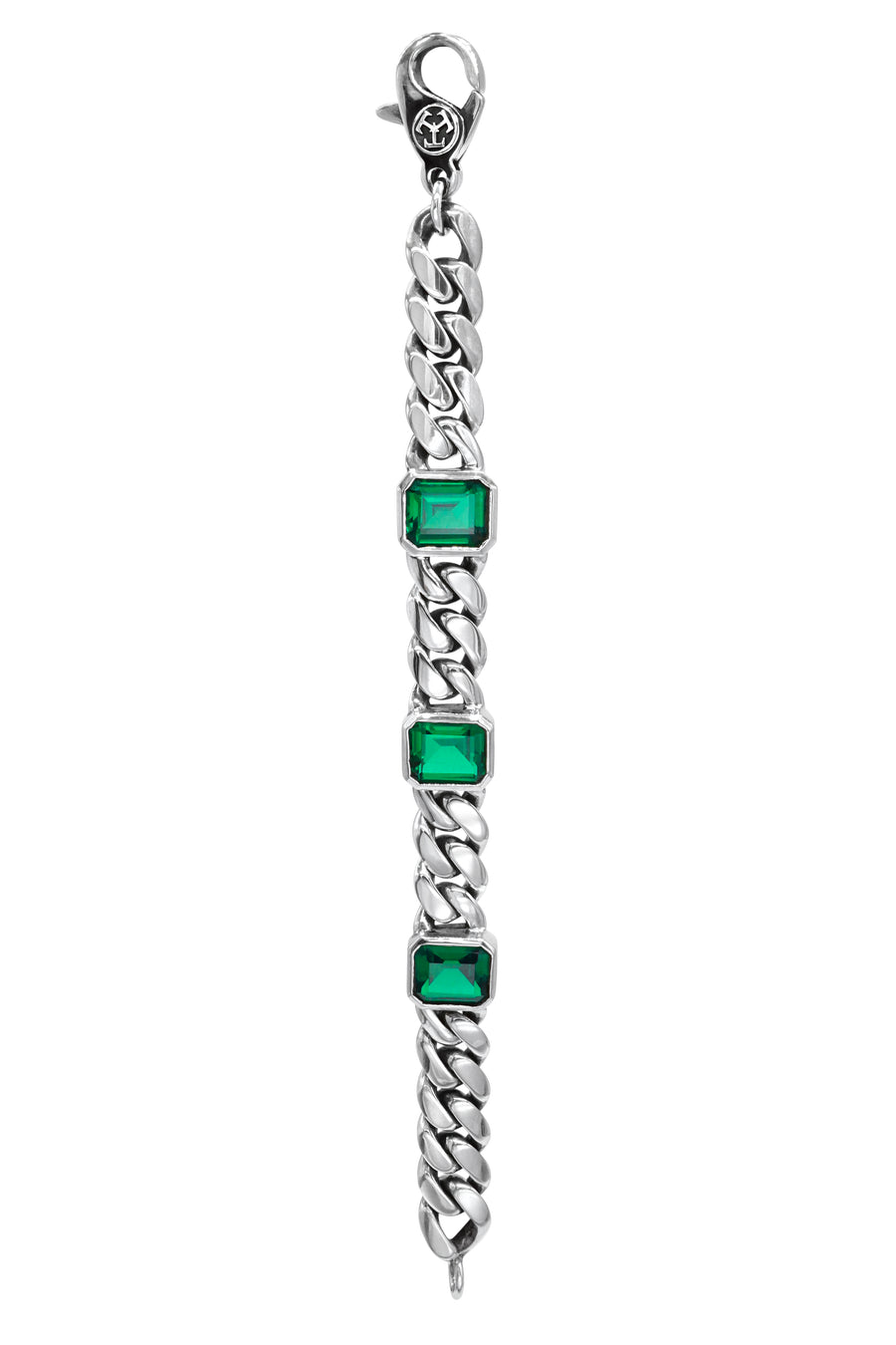 Green Emerald Cuban Link Bracelet