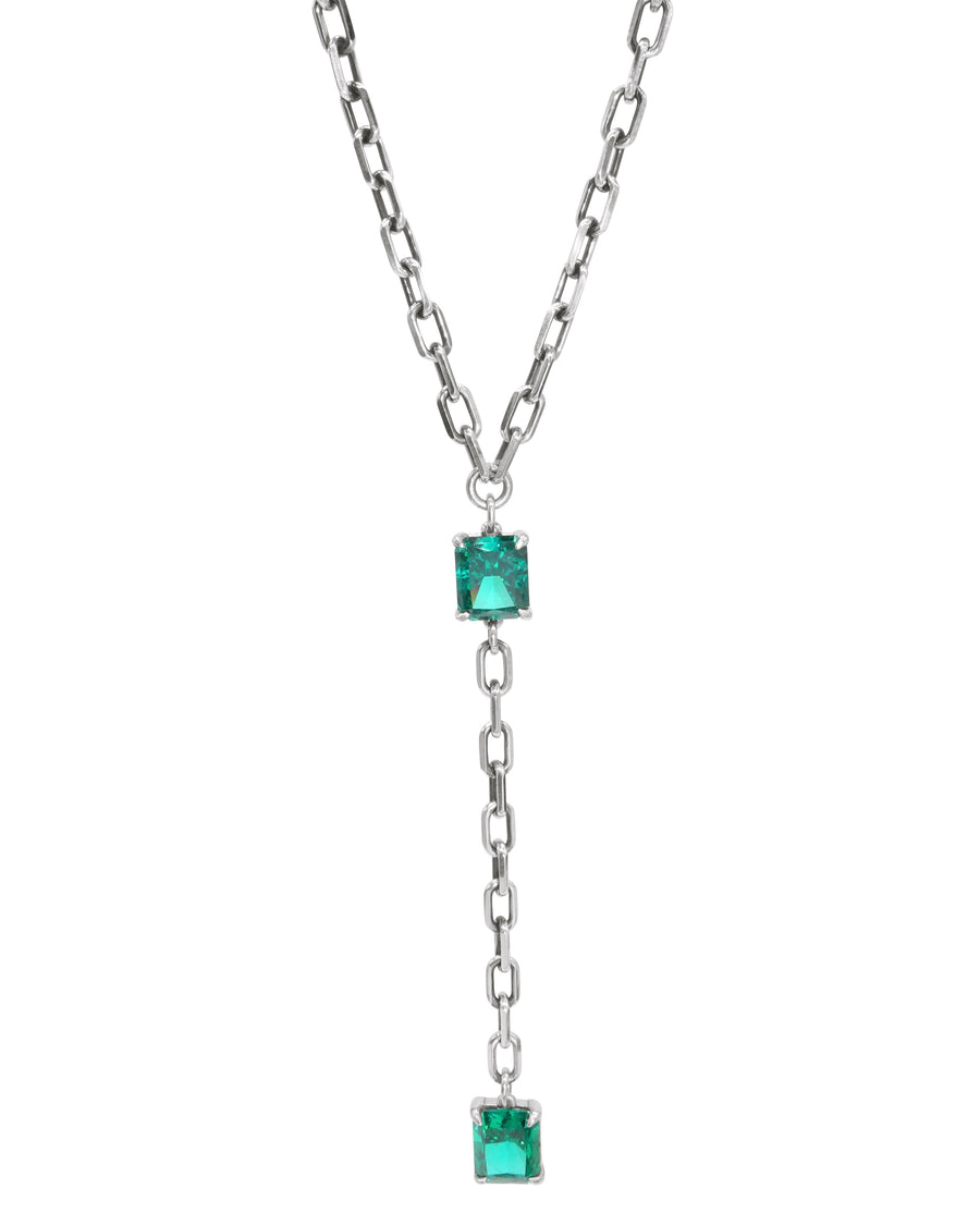 Green Emerald Lariat Necklace