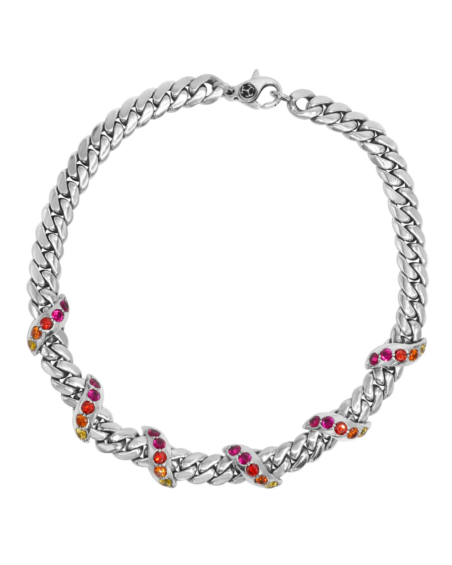 Multi Color Cuban Link Necklace