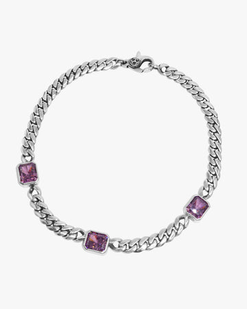 Pink Emerald-Cut Stone Cuban Link Necklace - Customizable - Choose Your Color