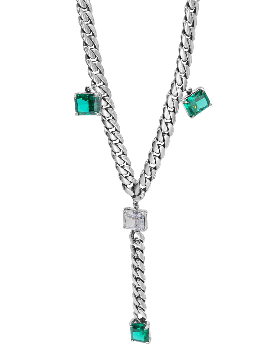 Green x White Emerald Cuban Link Necklace