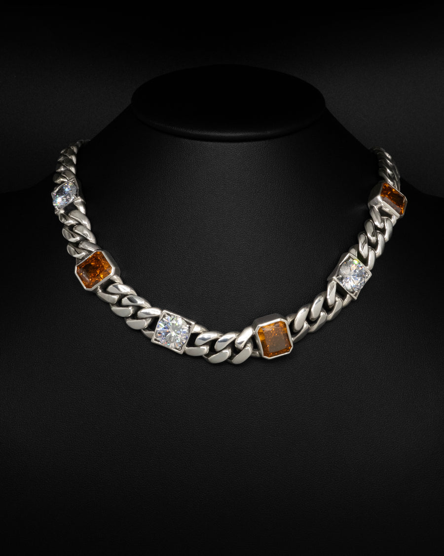 Orange Burst Cuban Link Necklace