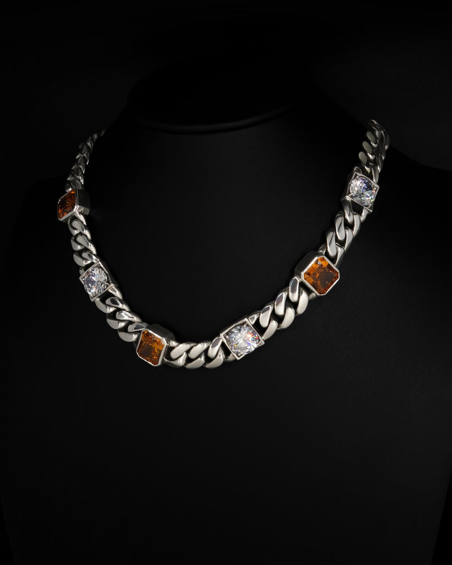 Orange Burst Cuban Link Necklace