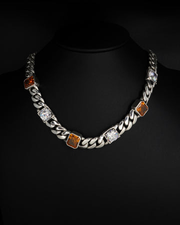 Orange Burst Cuban Link Necklace - Customizable - Choose your colors