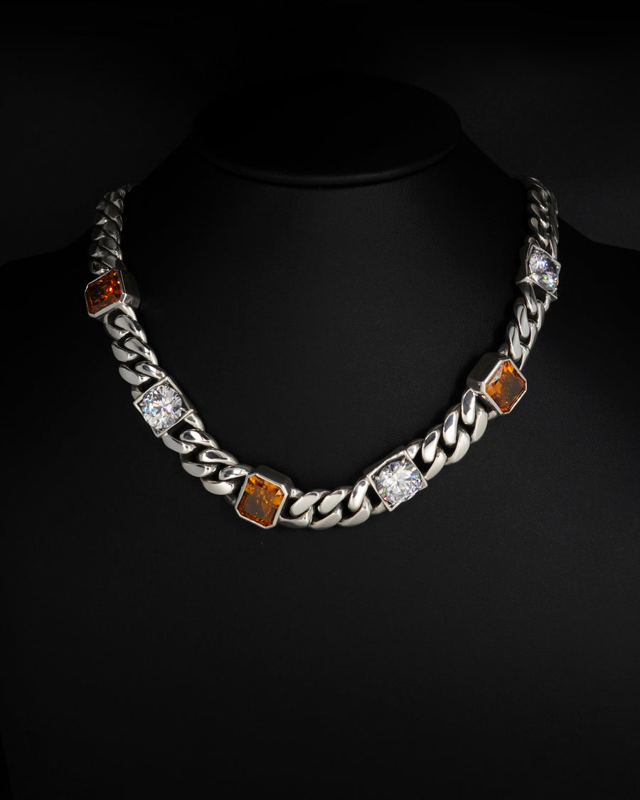 Orange Burst Cuban Link Necklace