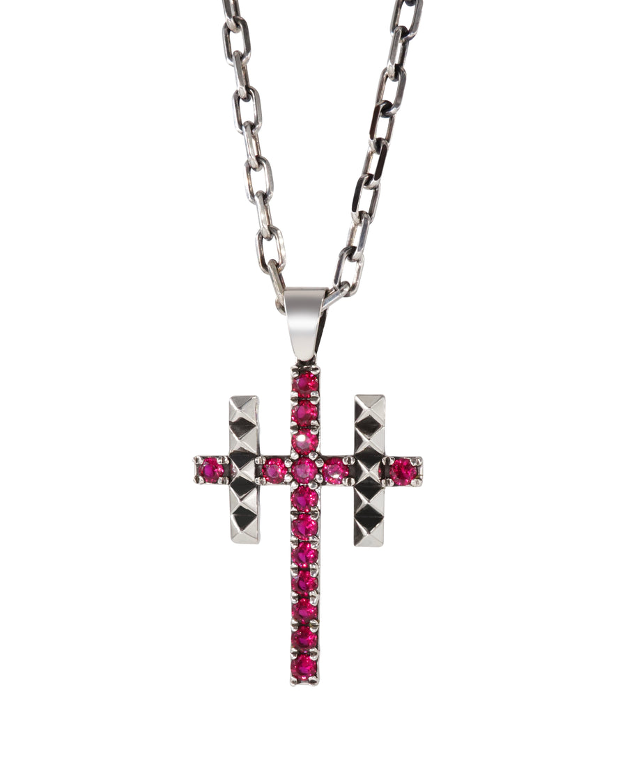 Ruby Studded Cross Necklace